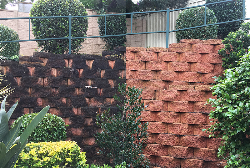 high pressure mossy brick wall cleaning Central Coast